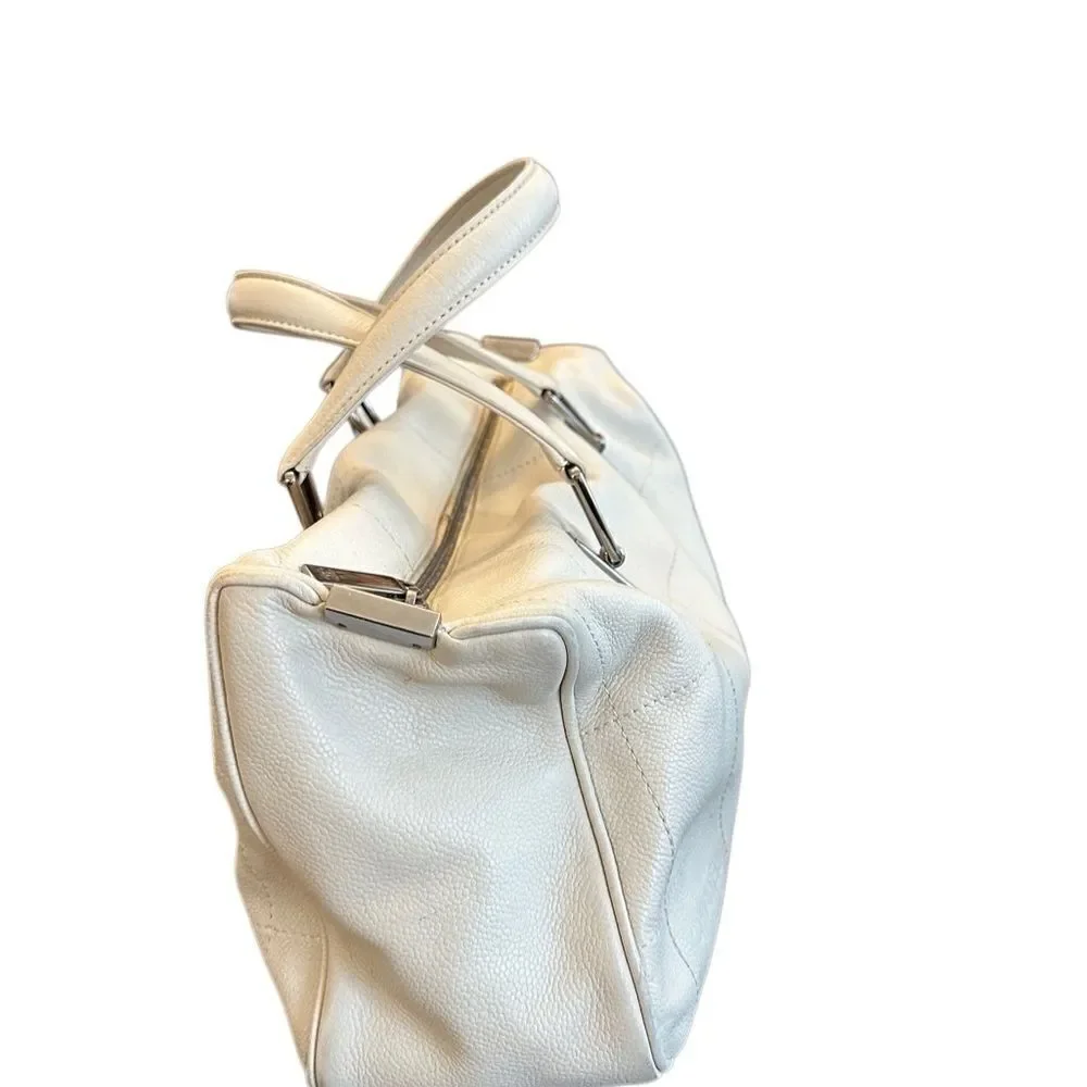 Chanel Top Handle white leather Bag